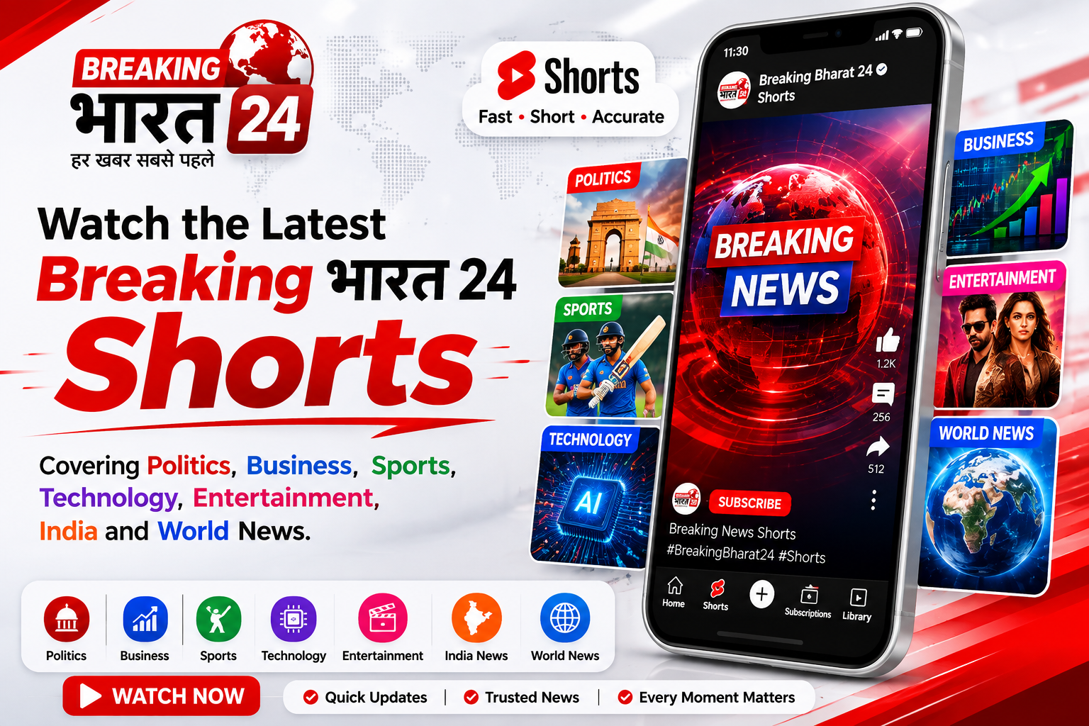 Breaking भारत 24 Shorts – Watch the Latest Hindi News Shorts on Politics, Business, Sports, Technology, Entertainment, India and World News